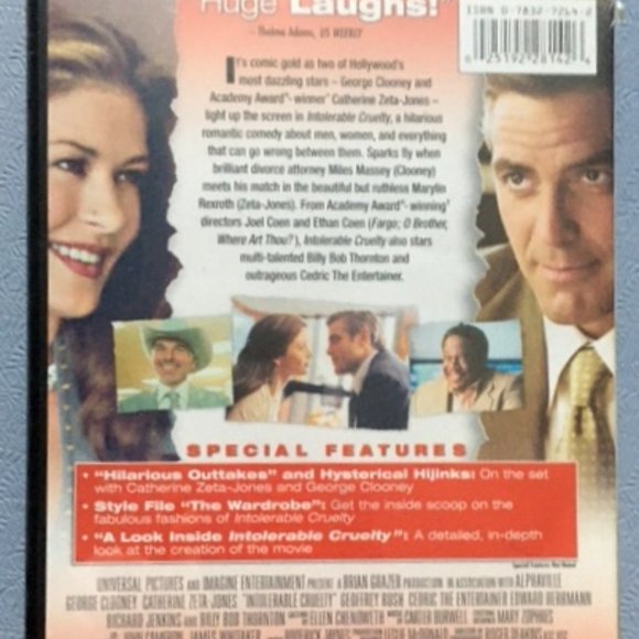 Intolerable Cruelty (DVD, 2003) George Clooney Catherine Zeta Jones - Picture 2 of 2